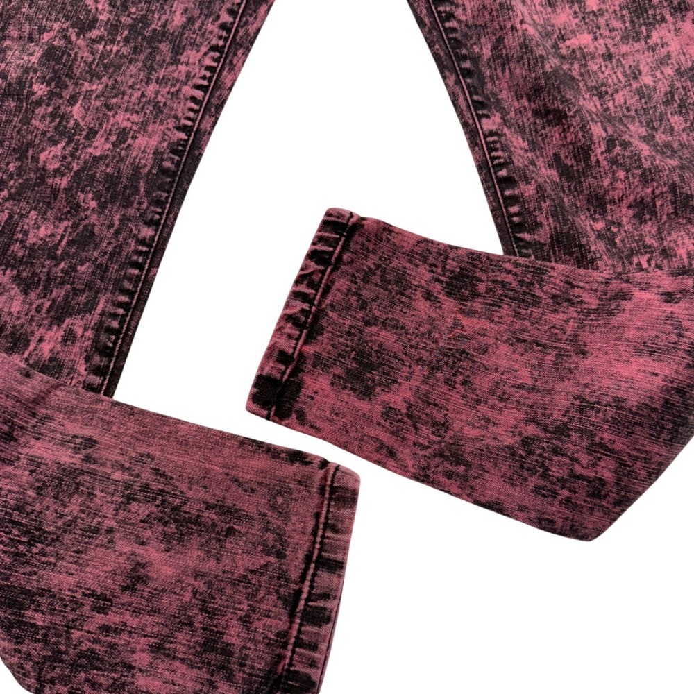 Lovesick Acid Wash Skinny Jeans Maroon Black Skull Rivet Y2K Grunge Jr Women 9 - Picture 3 of 11